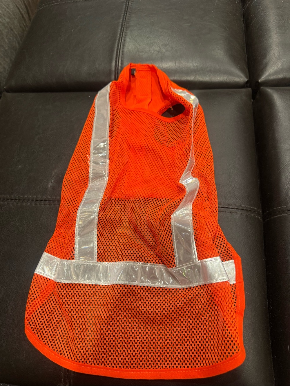 High-Visibility Orange Mesh Safety Vest with Reflective Strips
